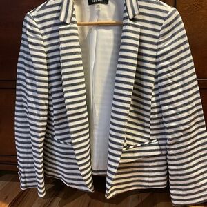 Nine West Blue and White Striped Blazer
